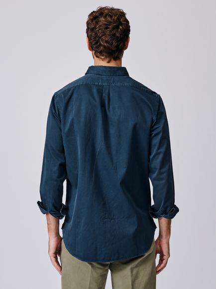 Aubin Hessle Garment Dyed Cotton Shirt - view 2, Navy