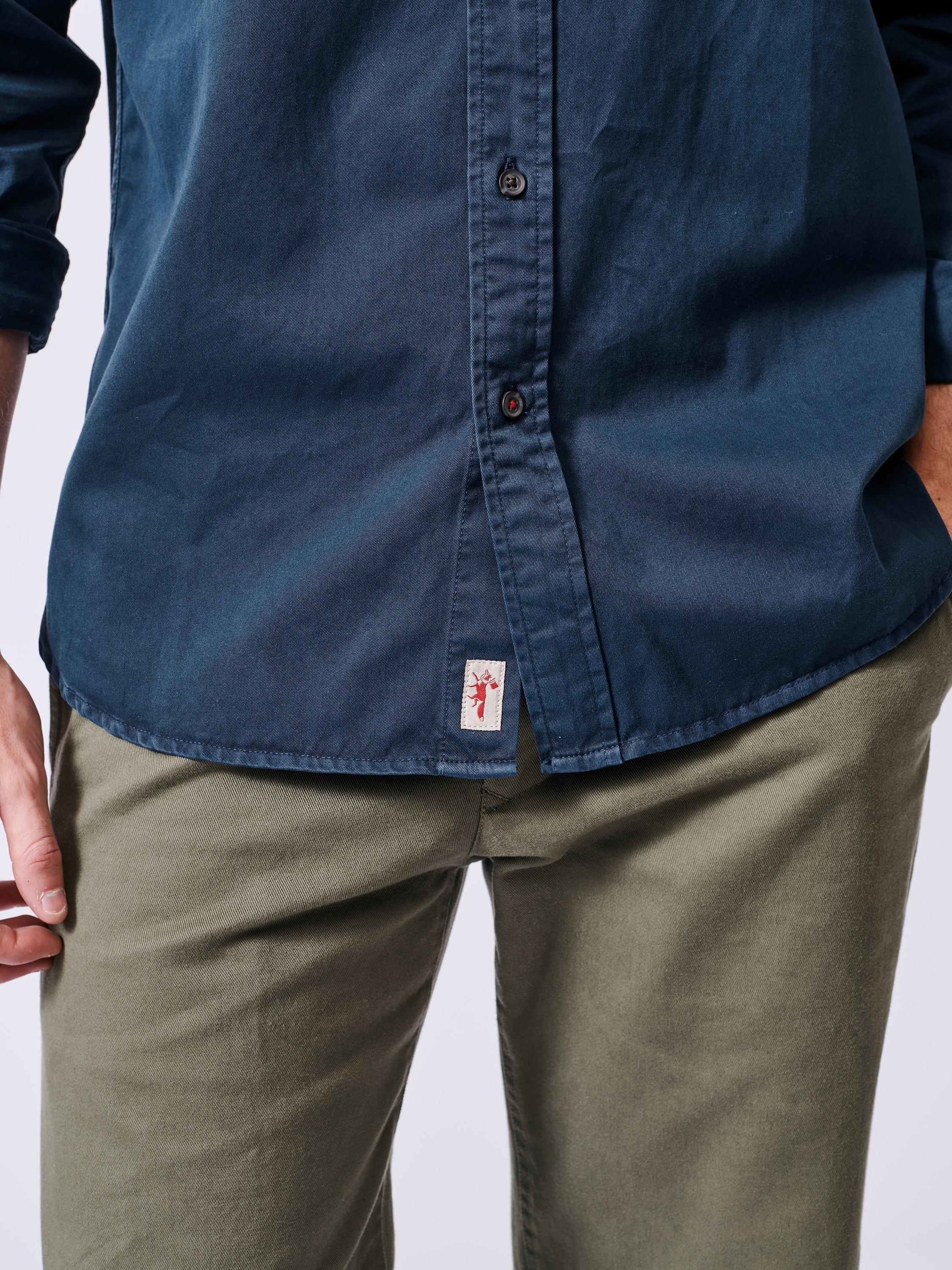 Product image 5 of 6, which shows Aubin Hessle Garment Dyed Cotton Shirt, Navy, S