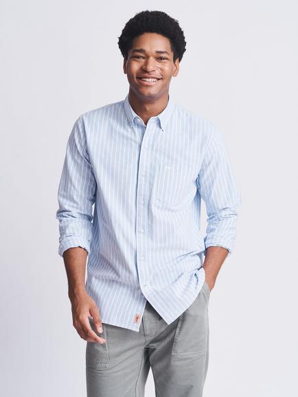 Aubin Aldridge Oxford Stripe Cotton Button Down Shirt, Blue/Pink Stripe