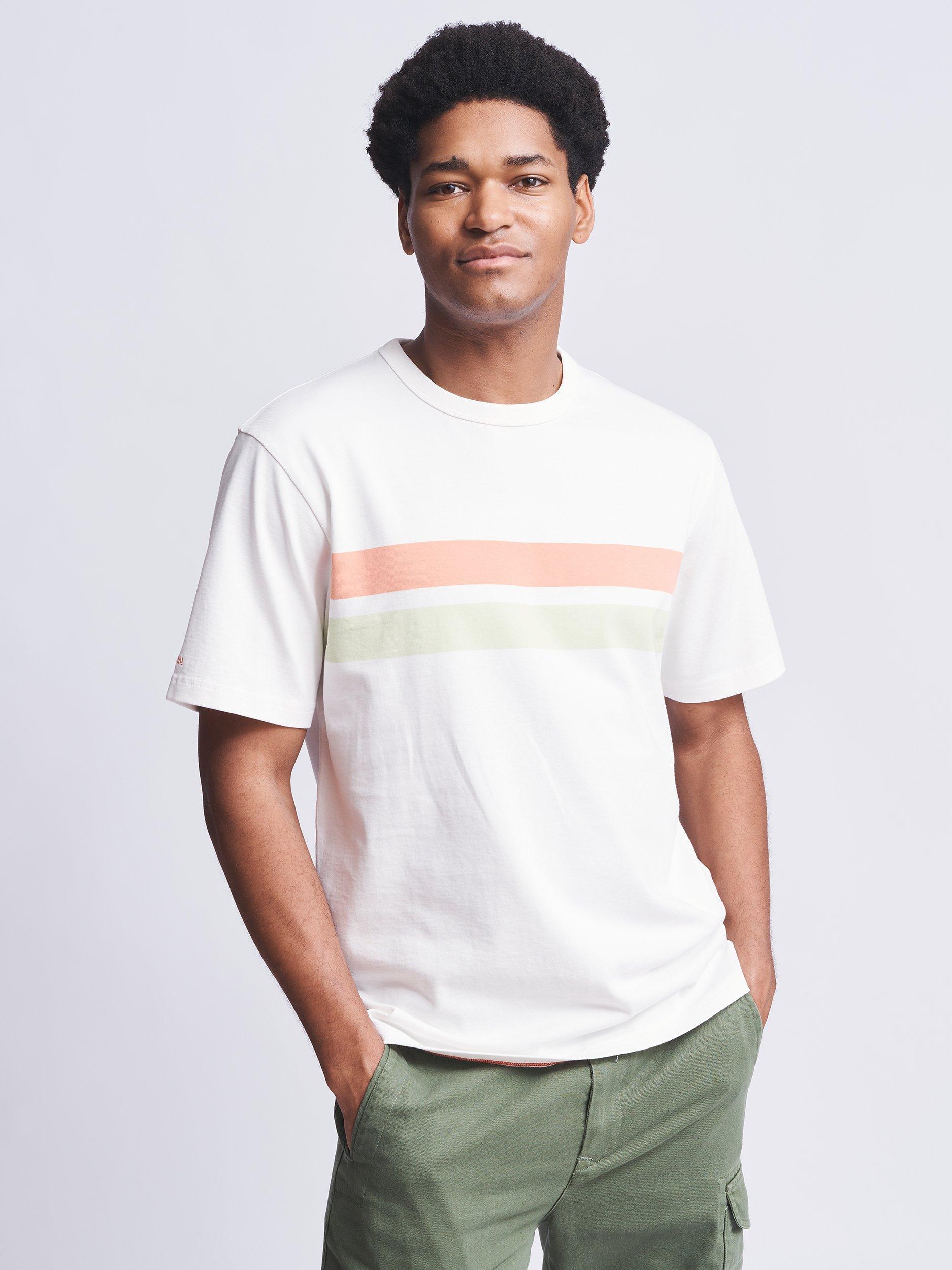 Aubin Santon Relaxed Cotton T-Shirt, Ecru Stripe