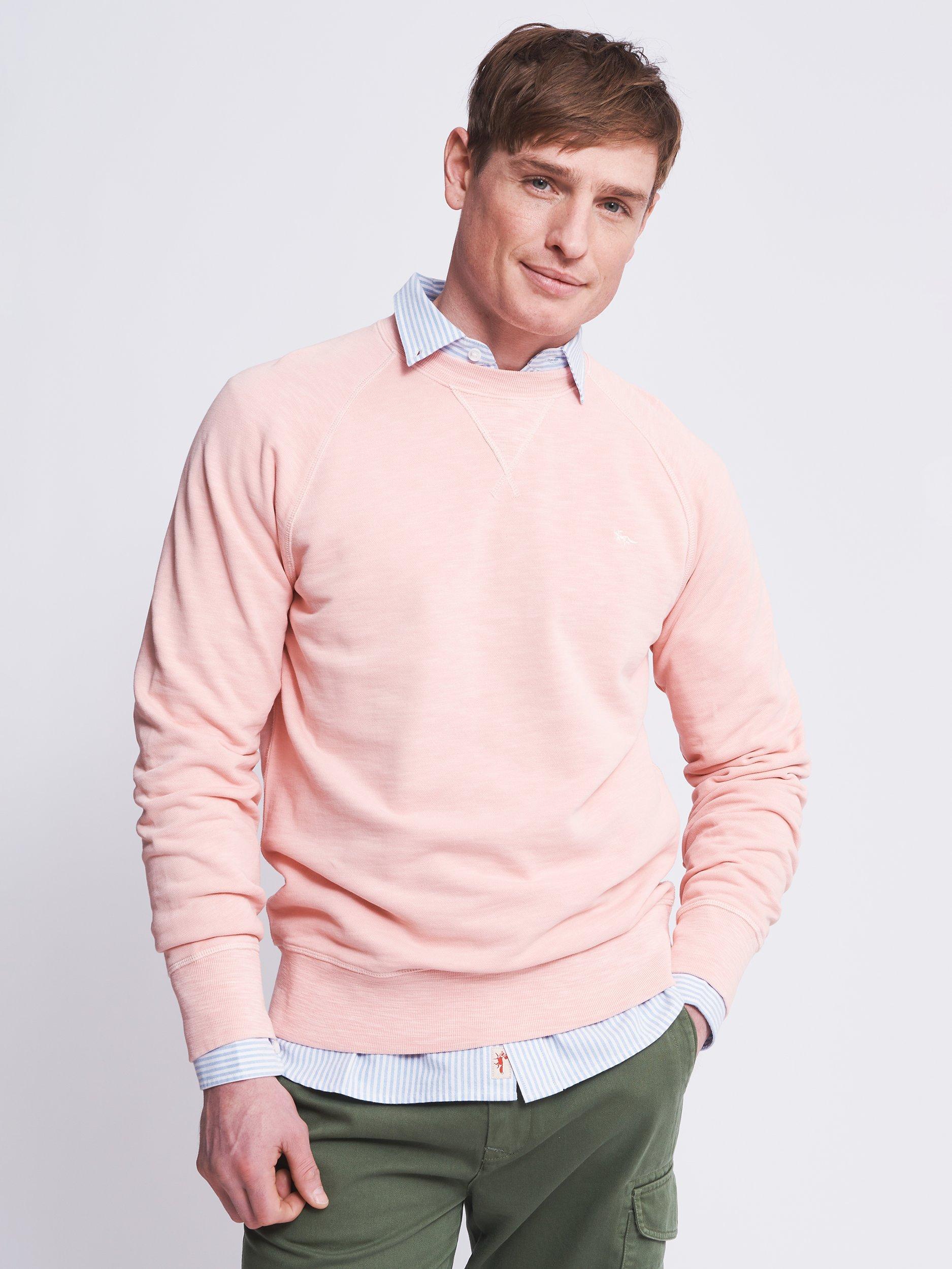 Aubin Garsdale Slub Crew Jumper, Washed Pink
