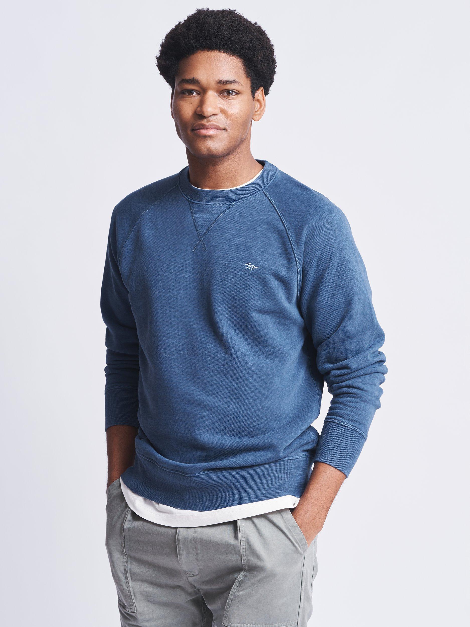 Aubin Garsdale Slub Crew Jumper, Washed Blue