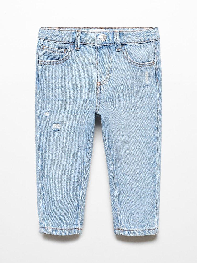 Mango Baby Xavi Regular Fit Jeans, Open Blue