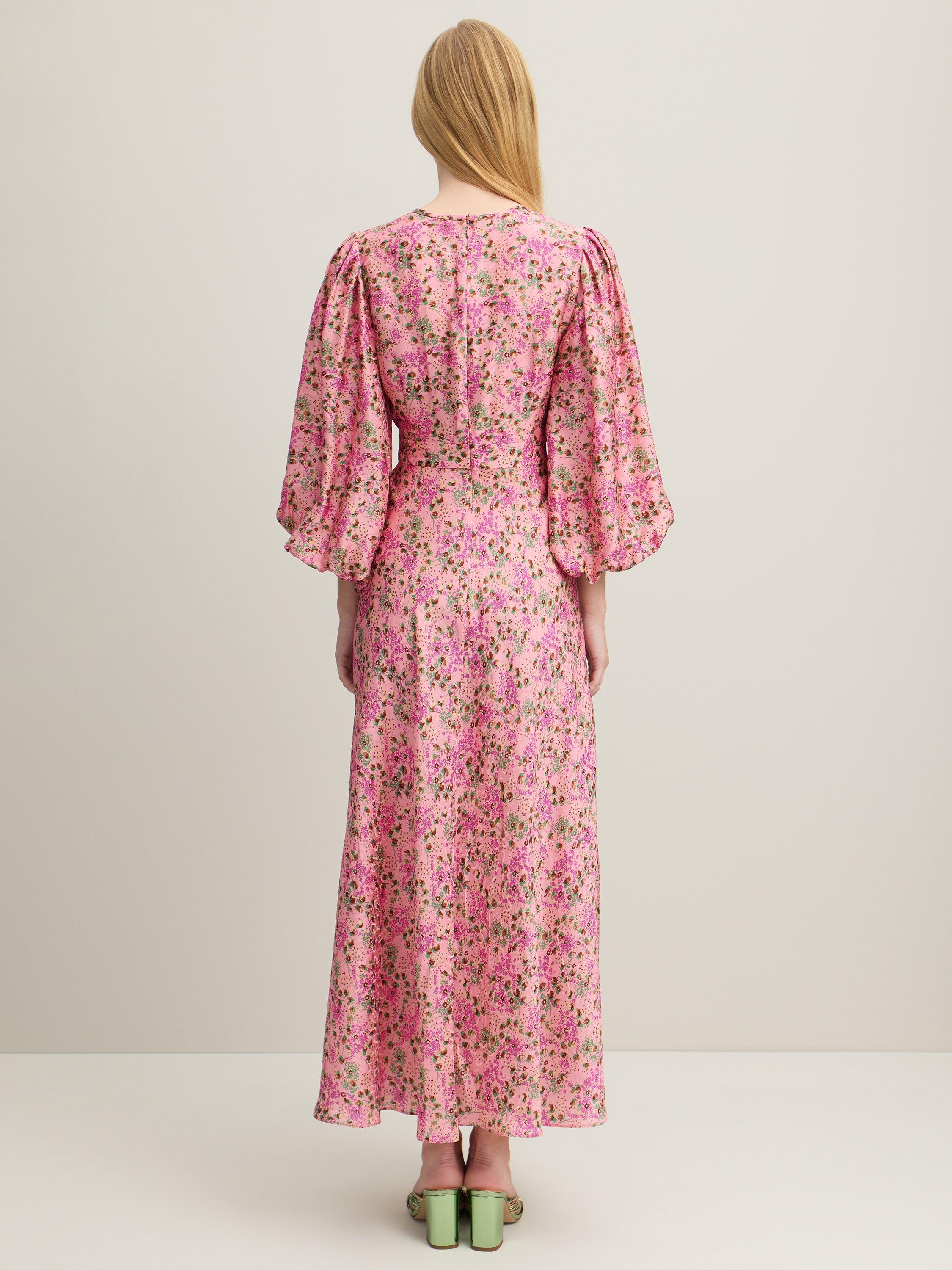 Product image 2 of 3, which shows L.K.Bennett Lois Floral Print Balloon Sleeve Maxi Dress, Pink/Multi, 10
