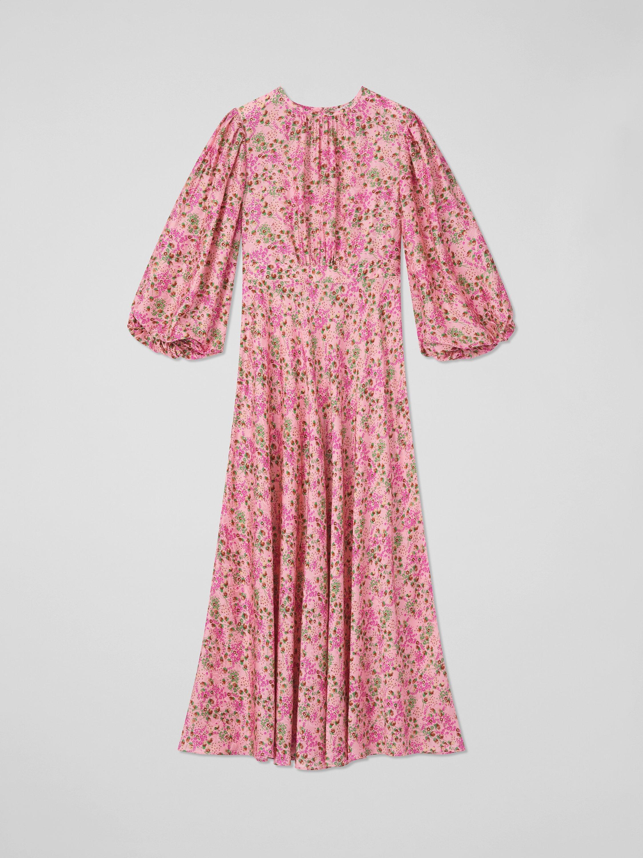 Product image 3 of 3, which shows L.K.Bennett Lois Floral Print Balloon Sleeve Maxi Dress, Pink/Multi, 10