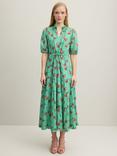 L.K.Bennett Hedy Floral Bouquet Print Tiered Midi Dress, Green/Multi