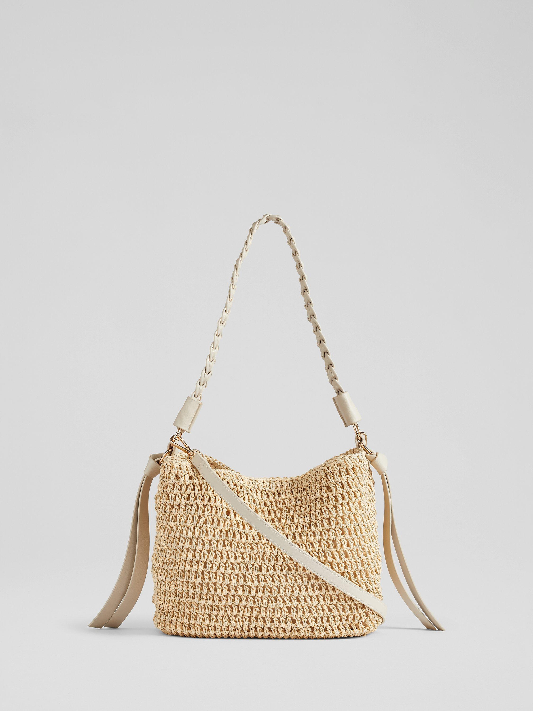 Product image 2 of 3, which shows L.K.Bennett Issue Raffia Shoulder Bag, Natural, One Size