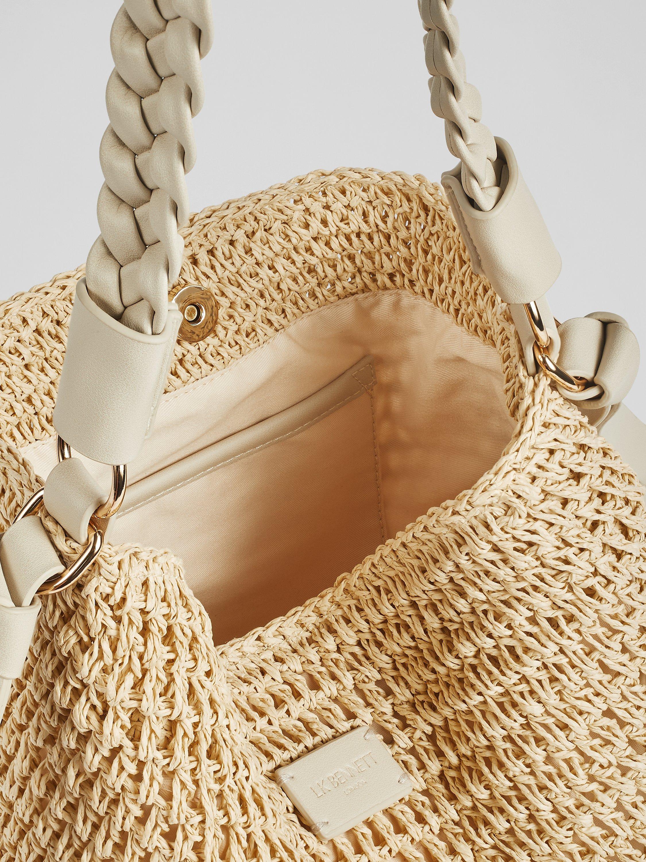Product image 3 of 3, which shows L.K.Bennett Issue Raffia Shoulder Bag, Natural, One Size