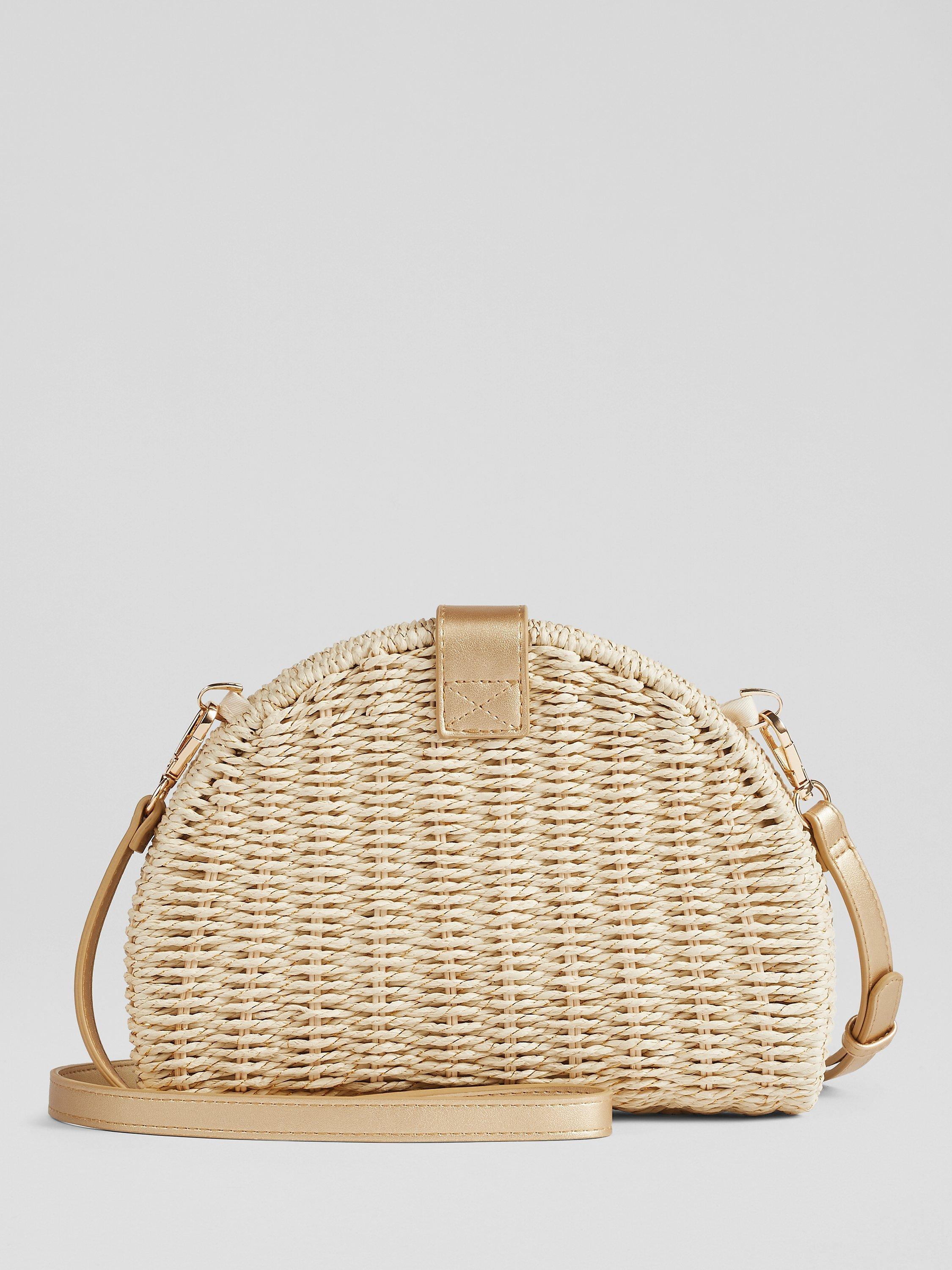 Product image 2 of 3, which shows L.K.Bennett Lorena Wicker Shoulder Bag, Natural/Gold