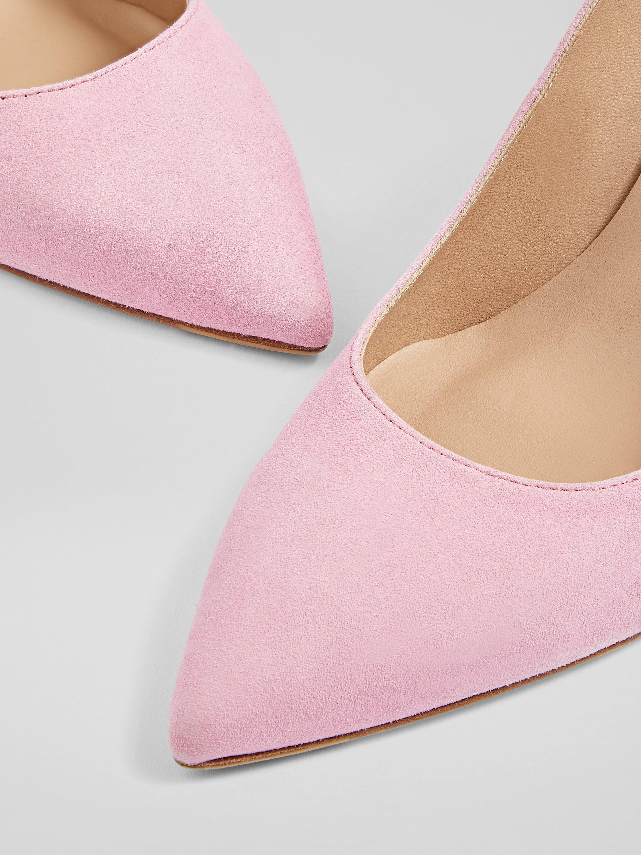 L.K.Bennett Floret Pointed Toe Suede Court Shoes Pink