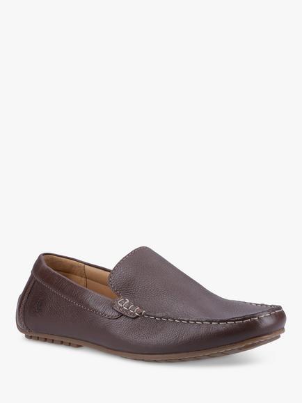 Hush Puppies Leather Slip On Loafers - view 2, Brown
