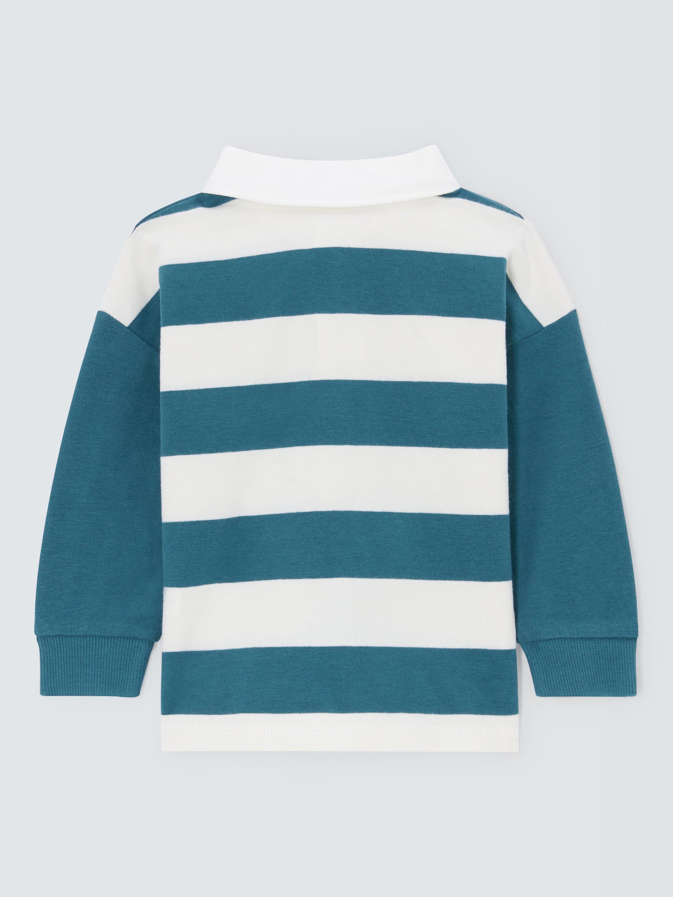 Product image 2 of 3, which shows John Lewis Baby Striped Rugby Shirt, Blue, 9-12 months