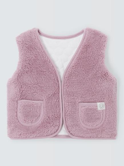 John Lewis Baby Borg Reversible Gilet, Multi, Multi