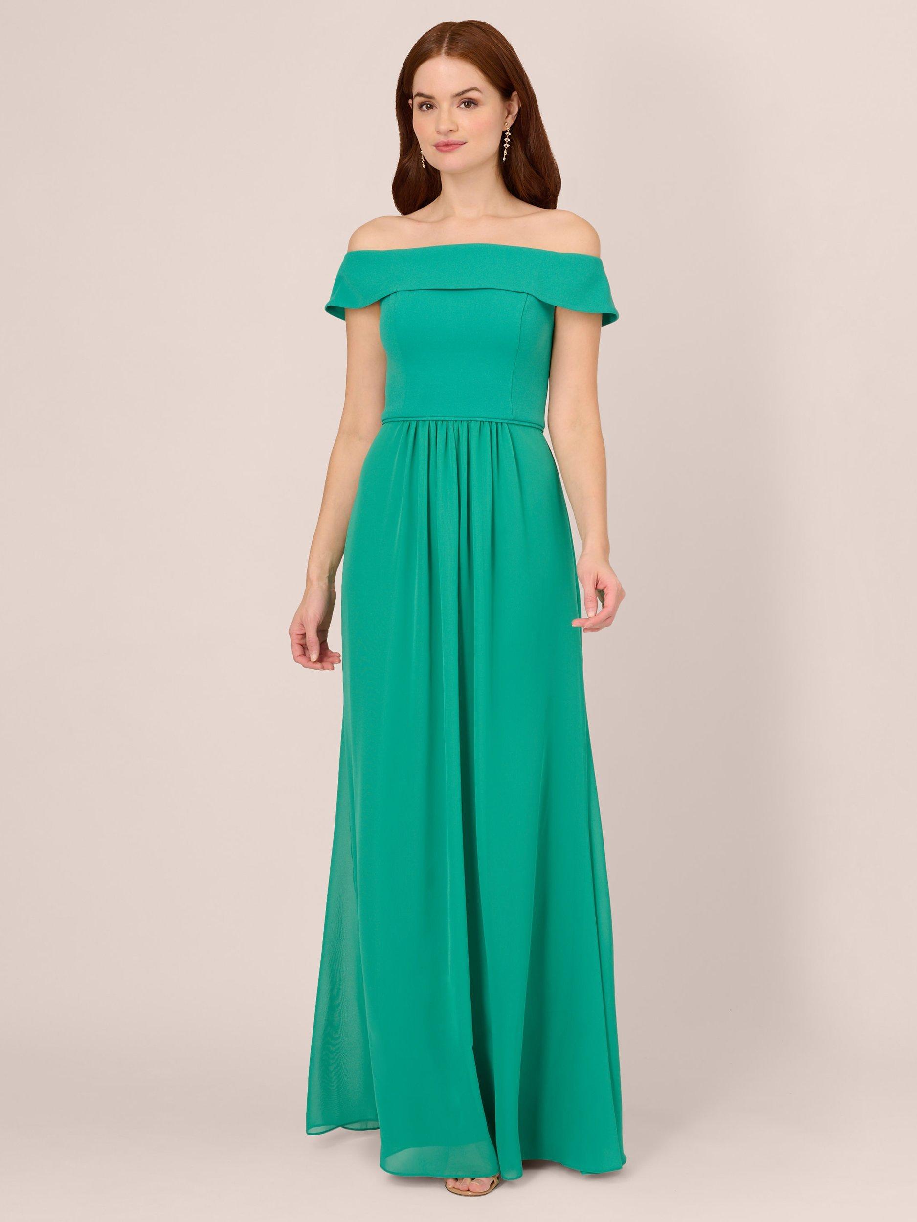 Adrianna Papell Off Shoulder Crepe Chiffon Maxi Dress, Botanic Green