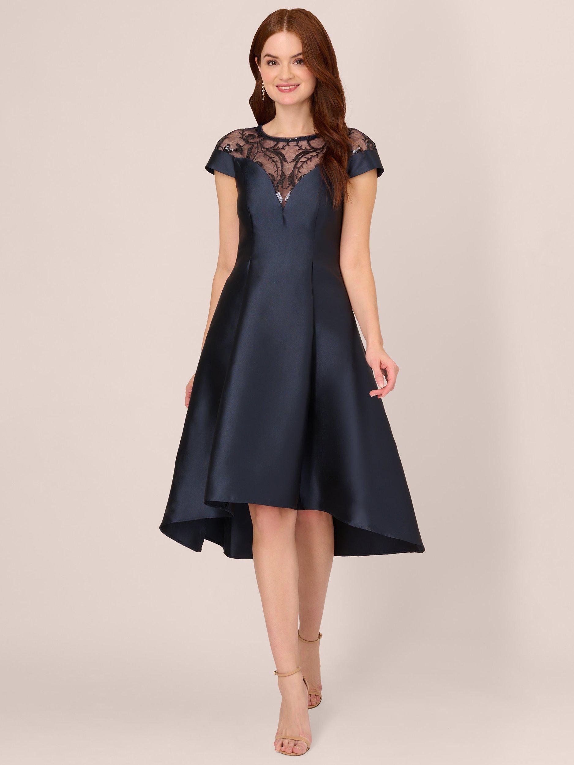 Adrianna Papell Studio Mikado Midi Dress Midnight