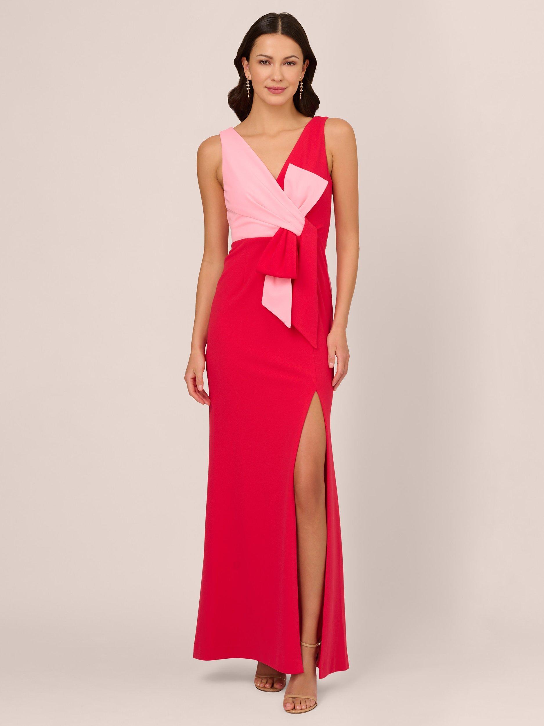 Adrianna Papell Colour Block Maxi Dress Pink Red