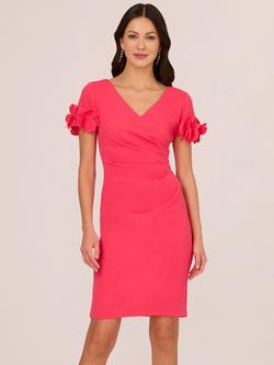 Adrianna Papell Flower Applique Knit Crepe Sheath Dress, Petunia, Petunia
