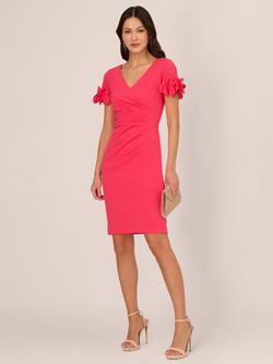 Adrianna Papell Flower Applique Knit Crepe Sheath Dress, Petunia - view 2, Petunia
