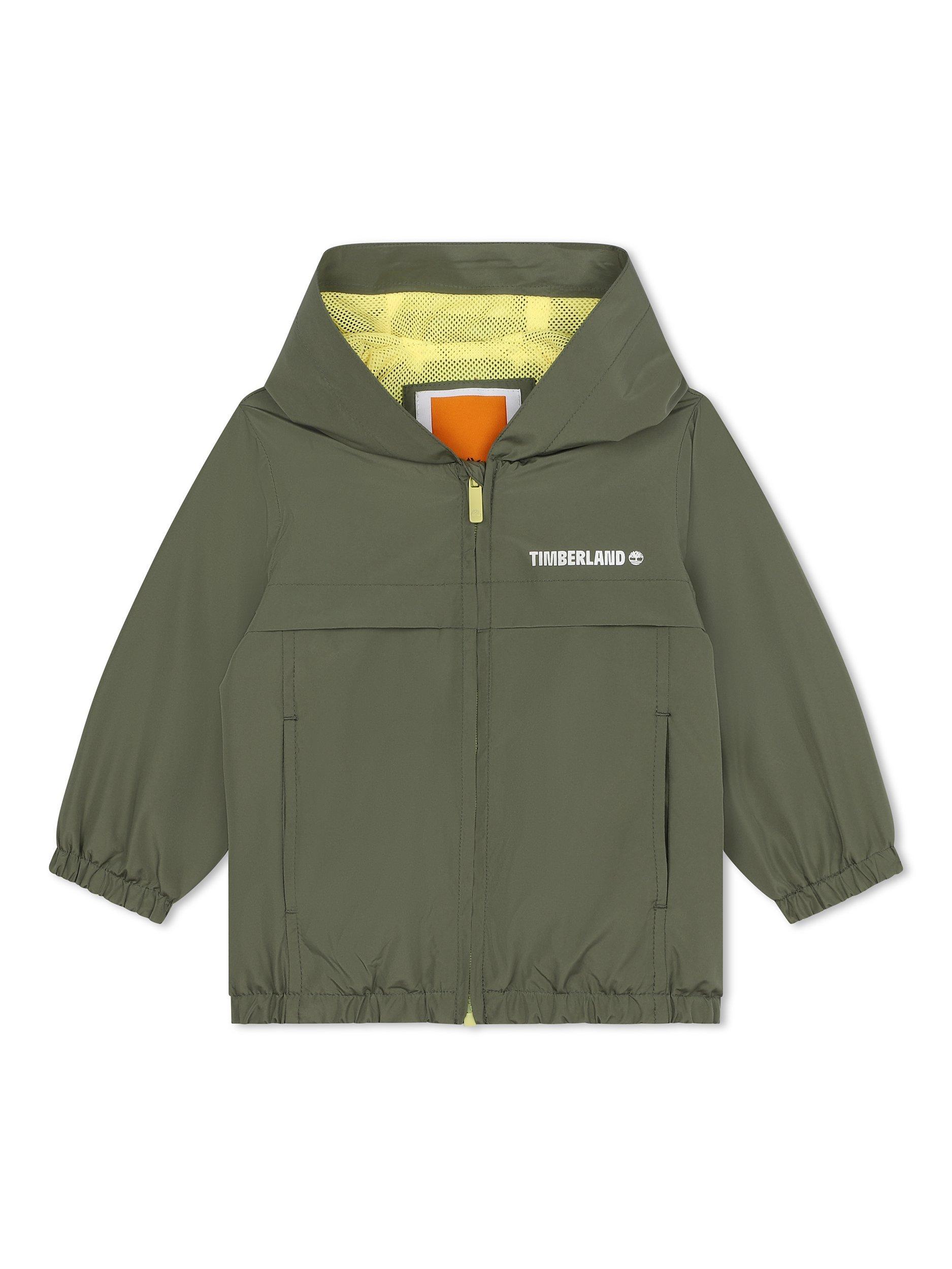 Product image 1 of 3, which shows Timberland Baby Logo Hooded Water Repellent Windbreaker, Green, 6 months