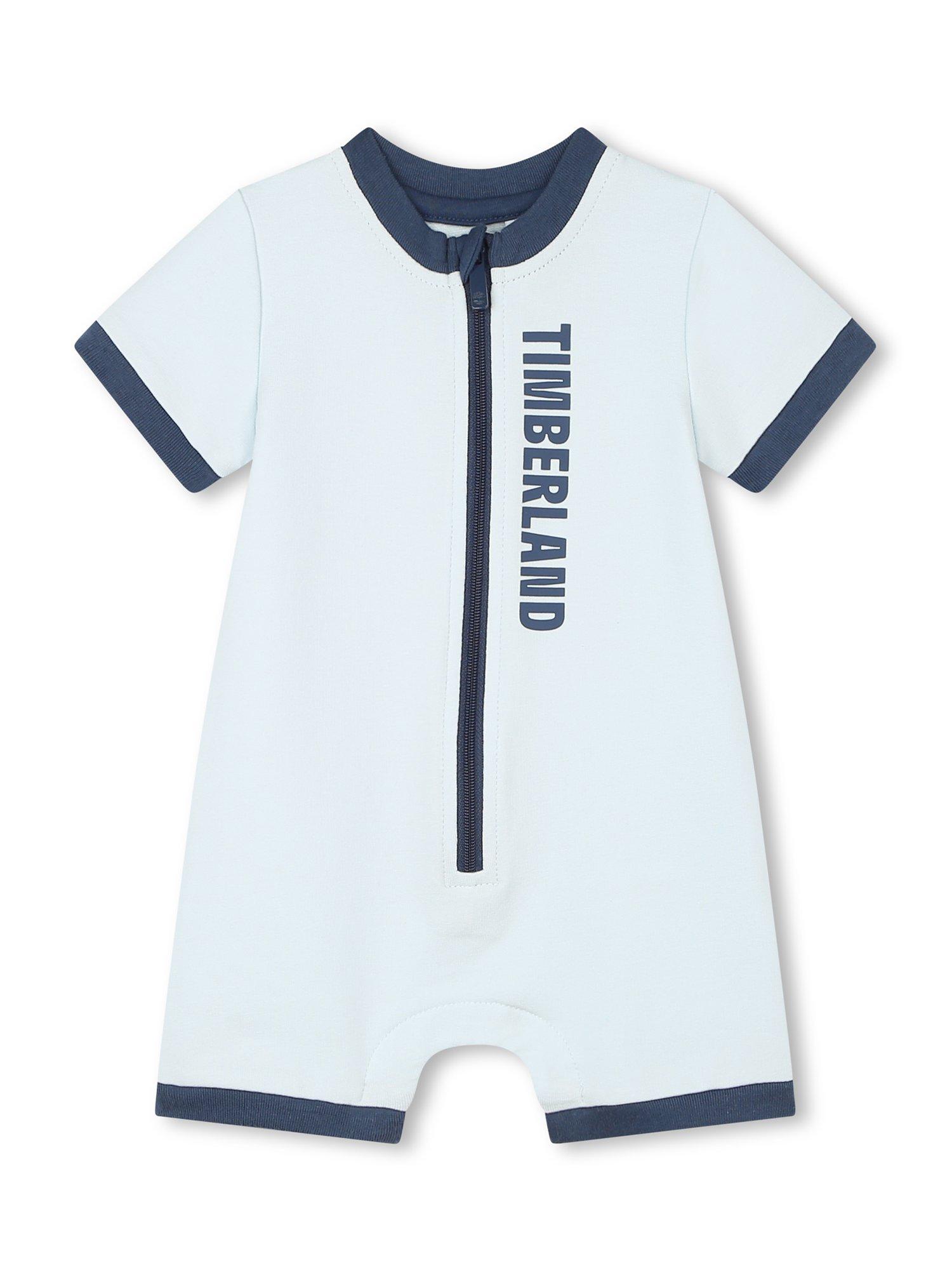Timberland Baby Logo Short Romper, White/Multi