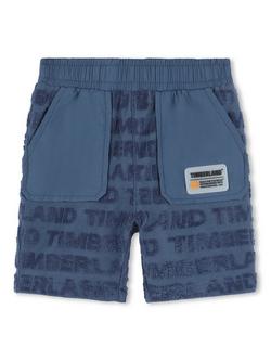 Timberland Baby Fancy Terry Towel Jacquard Logo Bermuda Shorts, Blue/Multi, Blue/Multi