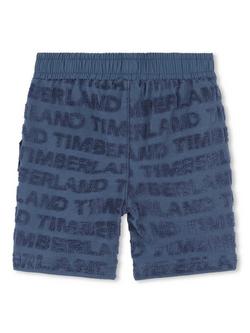 Timberland Baby Fancy Terry Towel Jacquard Logo Bermuda Shorts, Blue/Multi - view 2, Blue/Multi