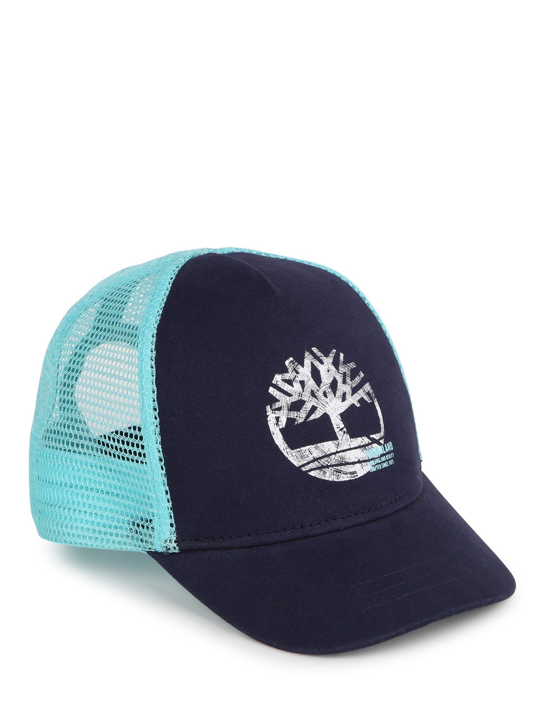 Product image 1 of 3, which shows Timberland Kids' Logo Baseball Cap, Blue/Multi, 9-12 months