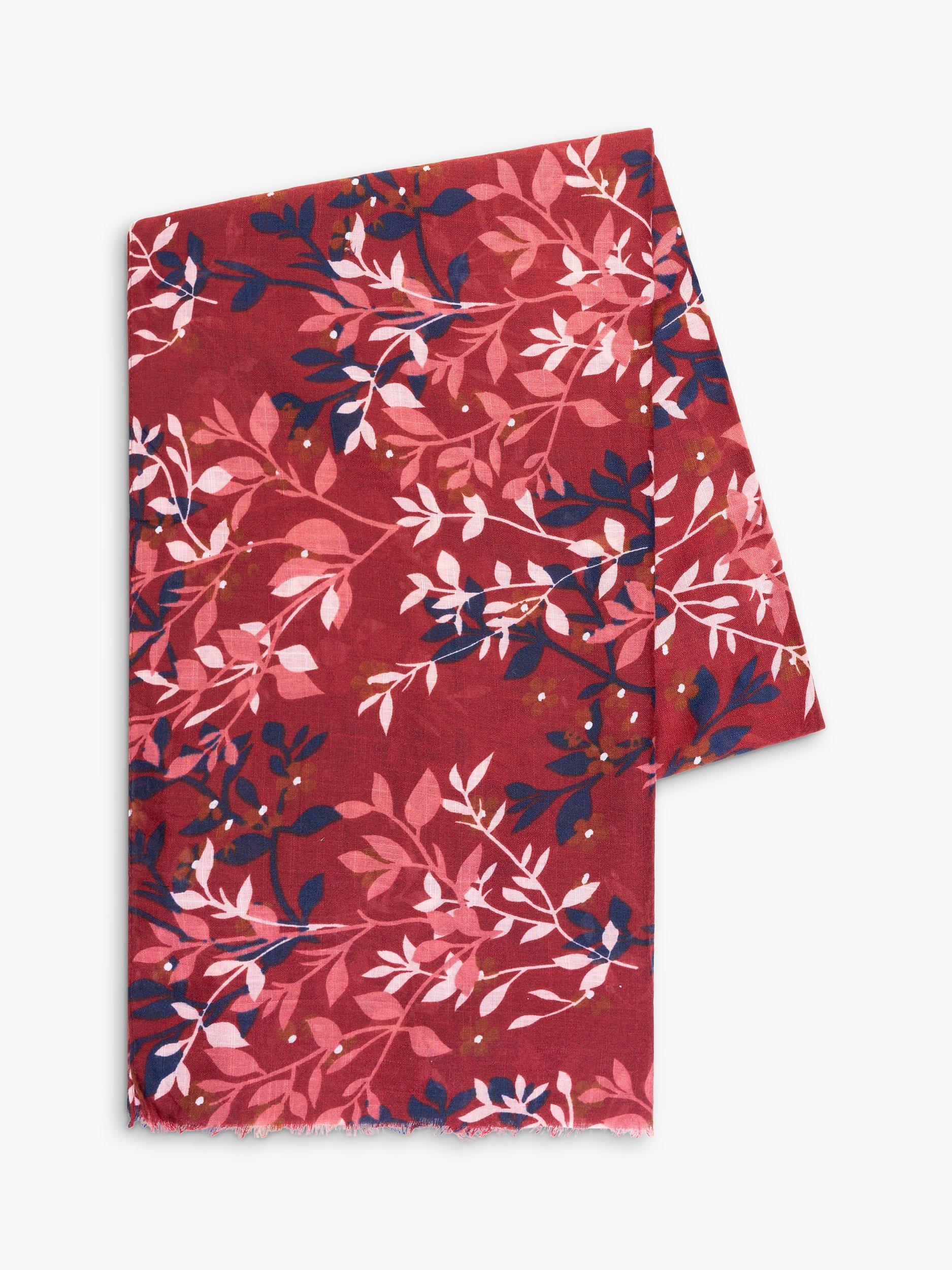 Product image 3 of 6, which shows chesca Leaf Print Scarf, Berry/Multi, One Size