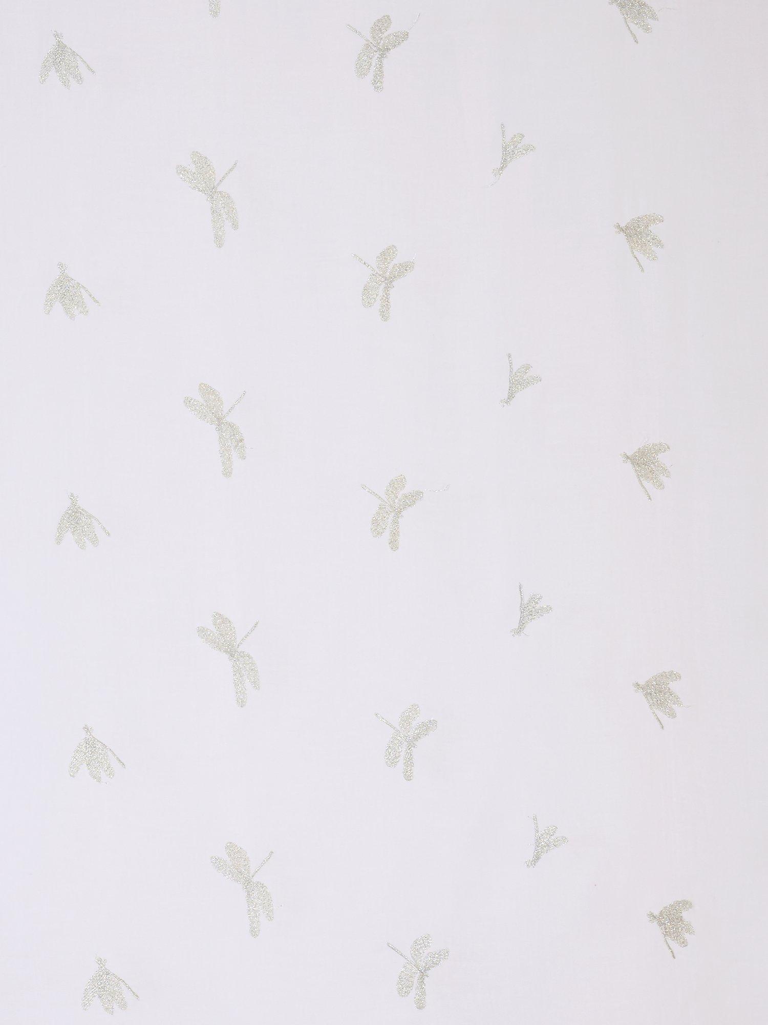 chesca Voile Emboidered Dragonflies Scarf, White, One Size