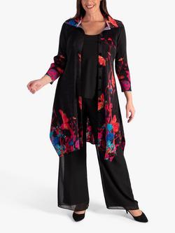 chesca Audrey Pleated Coatigan, Black/Multi, Black/Multi