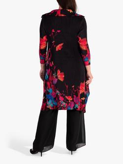 chesca Audrey Pleated Coatigan, Black/Multi - view 2, Black/Multi