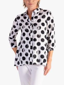 chesca Spot Print Shirt, White/Black, White/Black