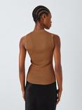 John Lewis ANYDAY Rib Knit Vest Top, Red, Camel