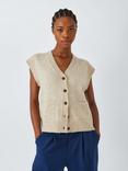 John Lewis ANYDAY Chunky V-Neck Sleeveless Cardigan, Natural