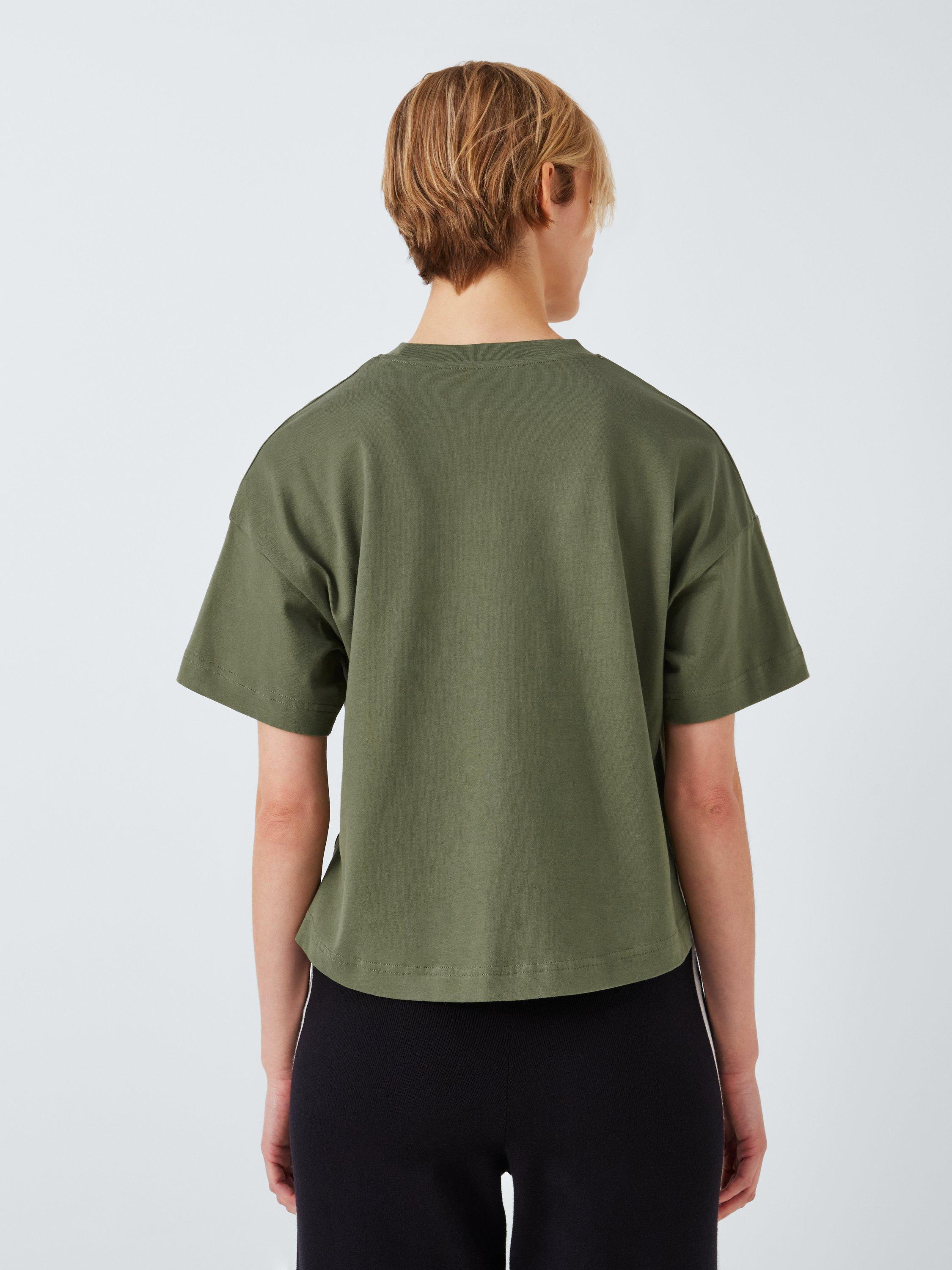 John Lewis ANYDAY Cotton Boxy Fit T-Shirt, Washed Khaki, XS