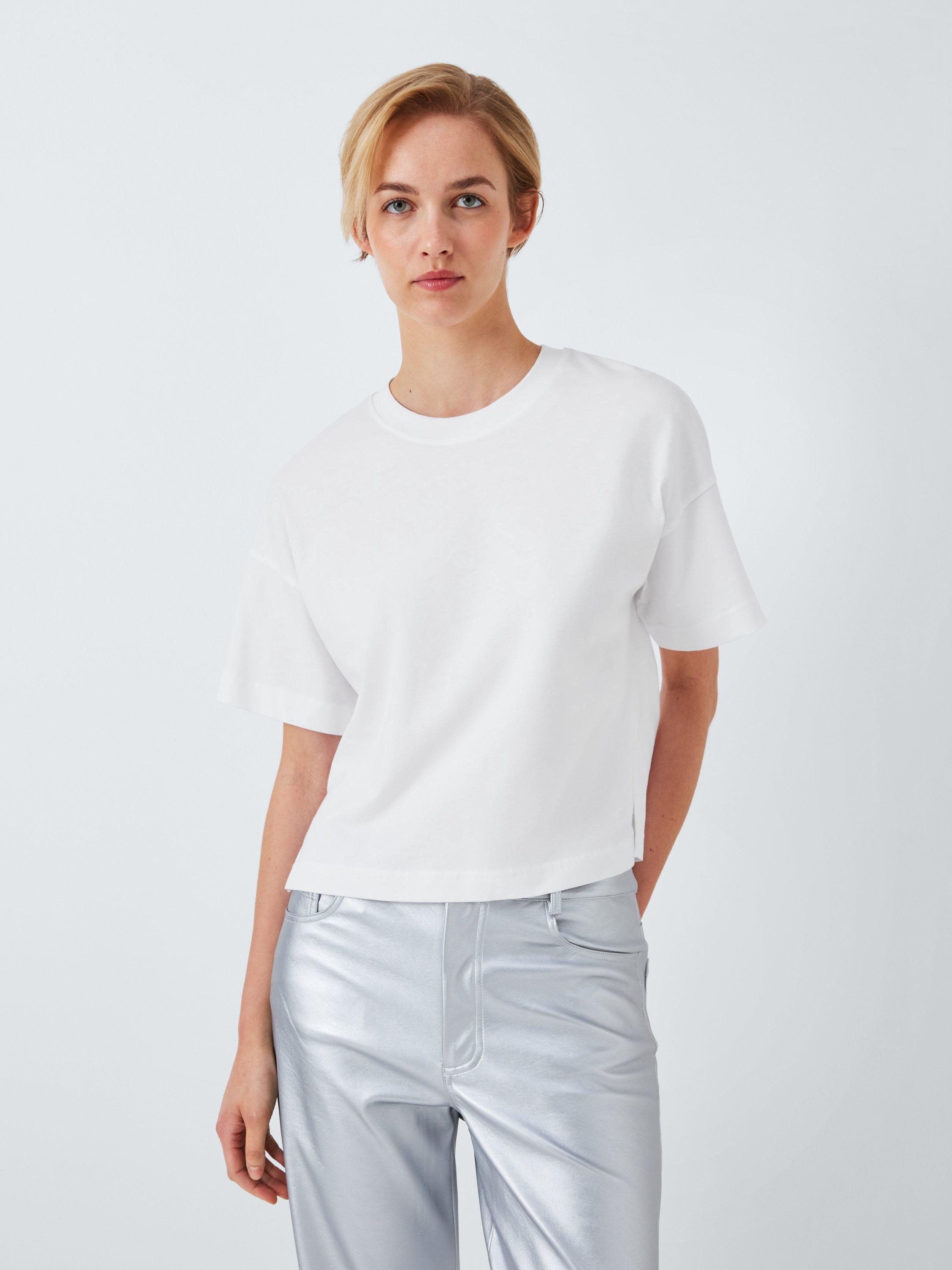 Product image 1 of 7, which shows John Lewis ANYDAY Cotton Boxy Fit T-Shirt, White, XS