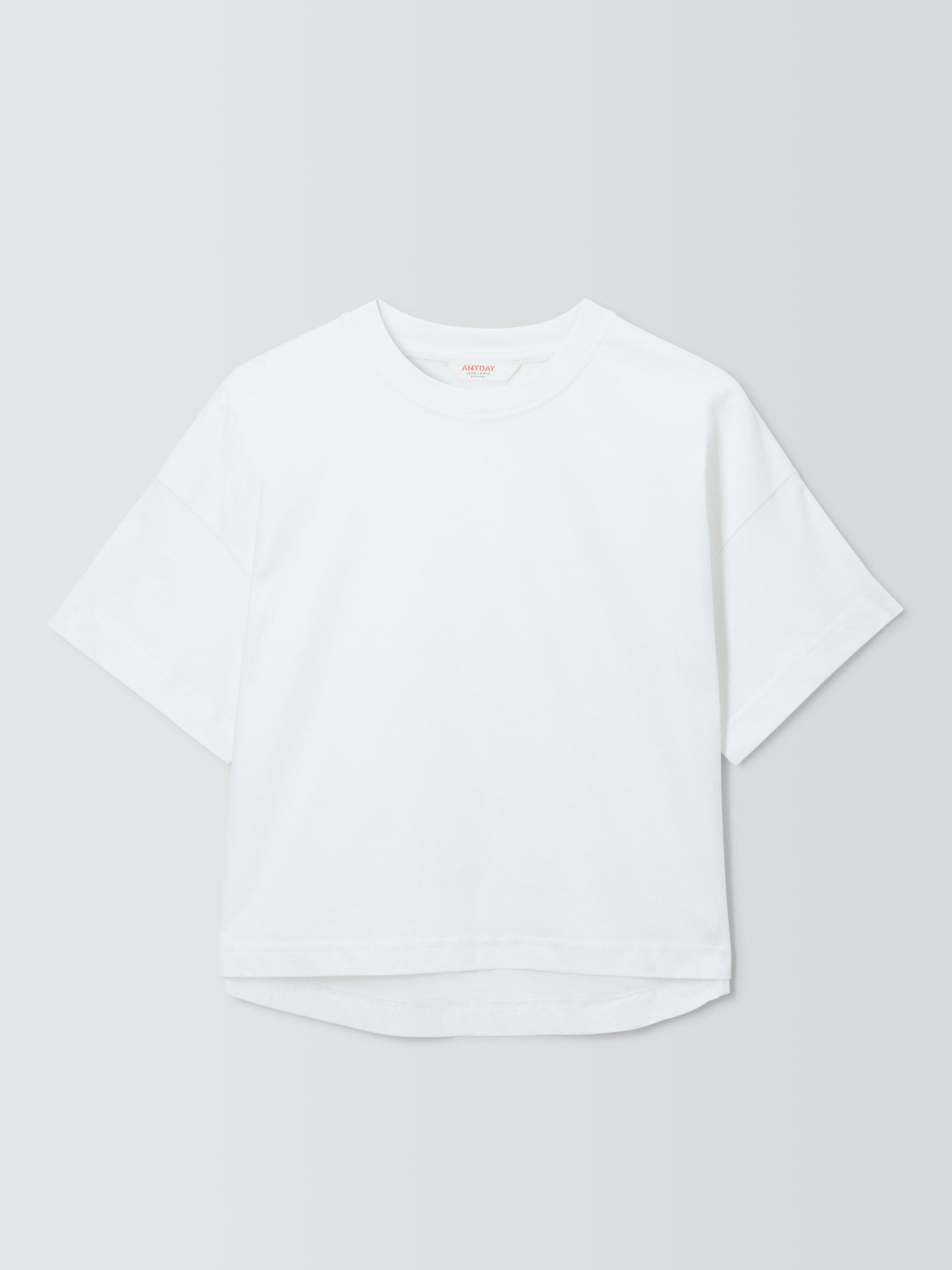 Product image 4 of 7, which shows John Lewis ANYDAY Cotton Boxy Fit T-Shirt, White, XS