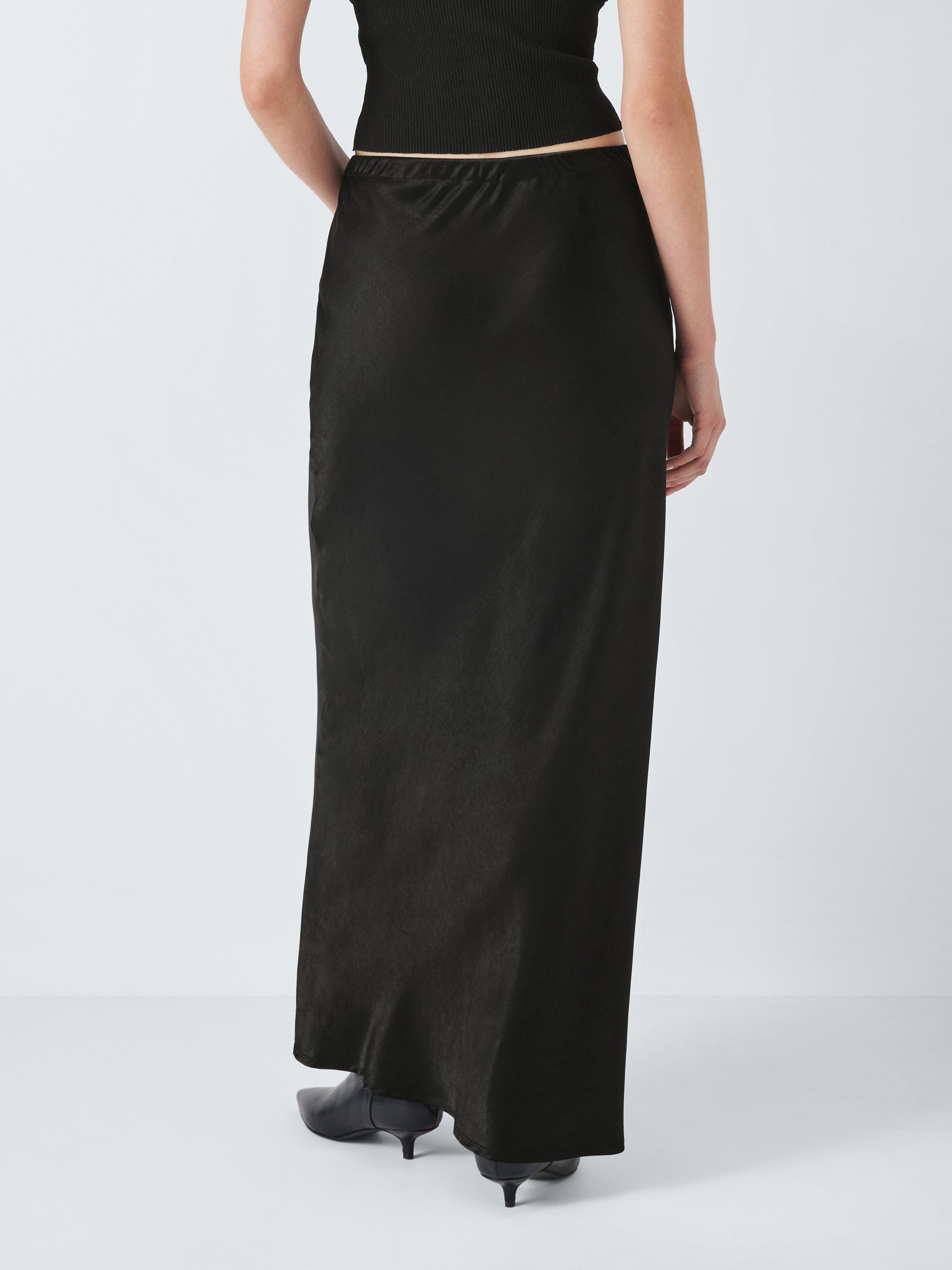 John Lewis ANYDAY Drawstring Satin Maxi Skirt Black