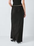 John Lewis ANYDAY Drawstring Satin Maxi Skirt, Black