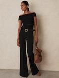 Reiss Claude Flared Tailored Trousers, Black