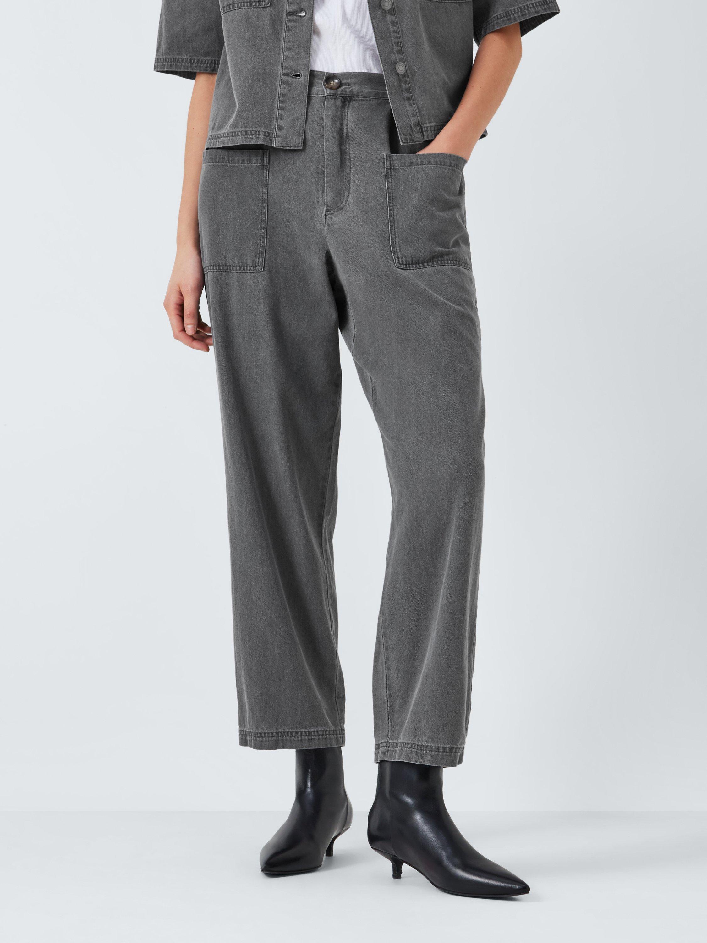 John Lewis ANYDAY Patch Pocket Tapered Trousers, Grey, 14