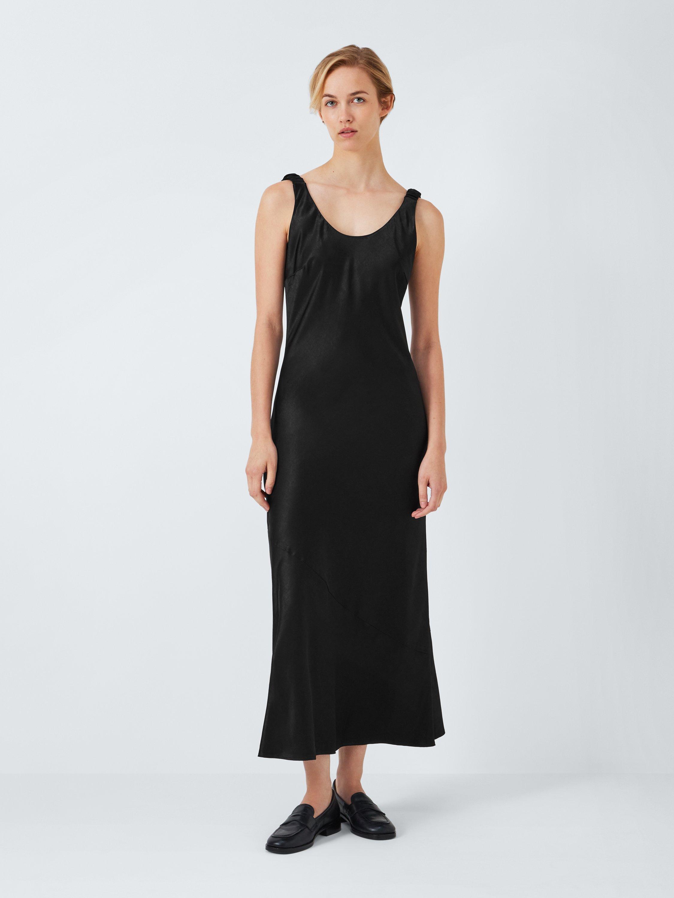 John Lewis ANYDAY Scoop Neck Satin Maxi Dress Black