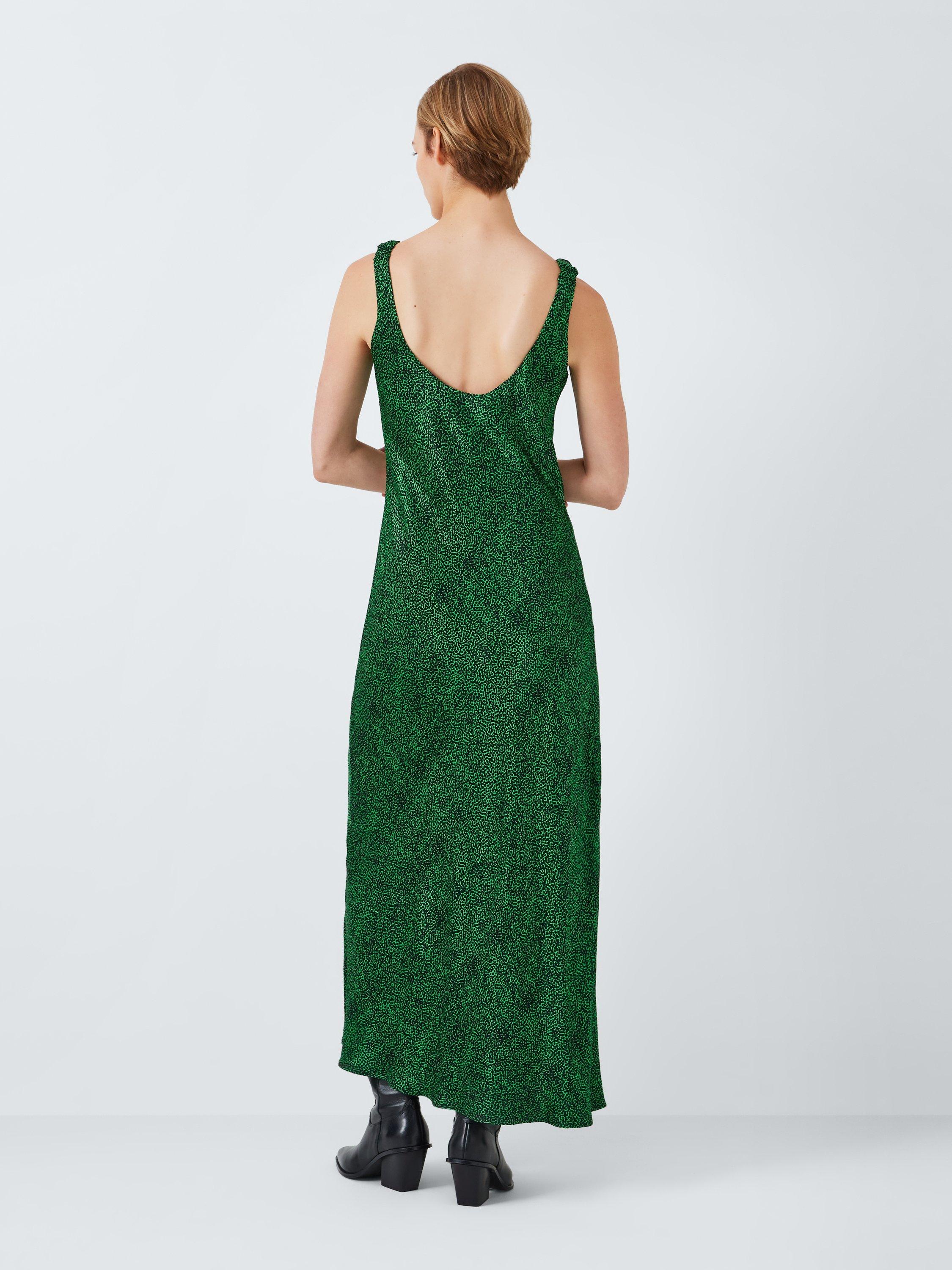 Product image 2 of 6, which shows John Lewis ANYDAY Print Scoop Neck Satin Maxi Dress, Green/Multi, 6