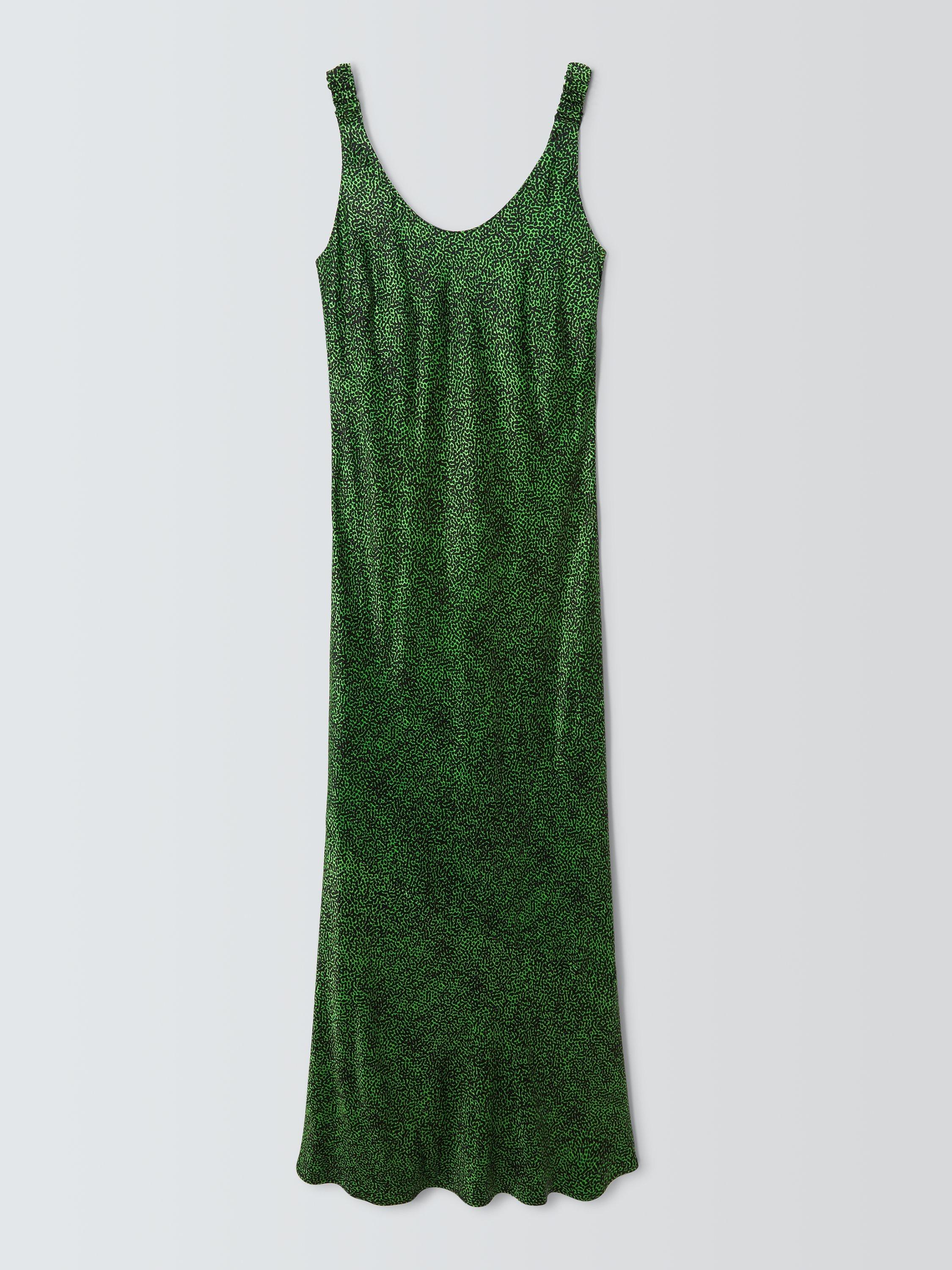 Product image 4 of 6, which shows John Lewis ANYDAY Print Scoop Neck Satin Maxi Dress, Green/Multi, 6