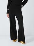 John Lewis ANYDAY Stripe Knit Wide Leg Trousers, Black