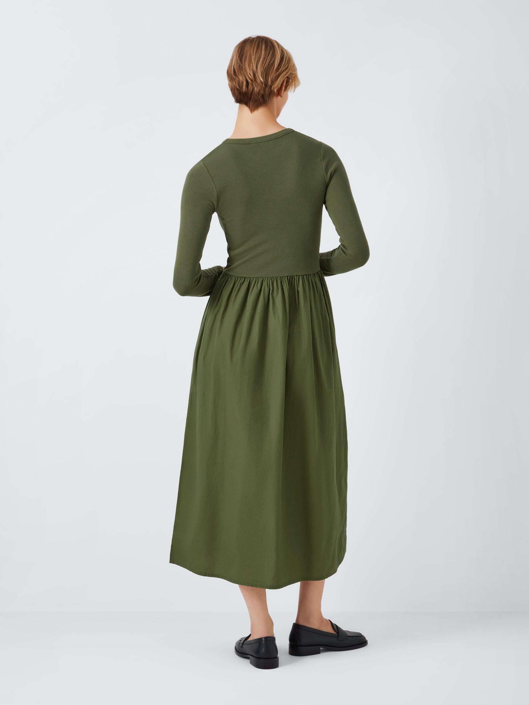 John Lewis ANYDAY Poplin Maxi Dress Khaki