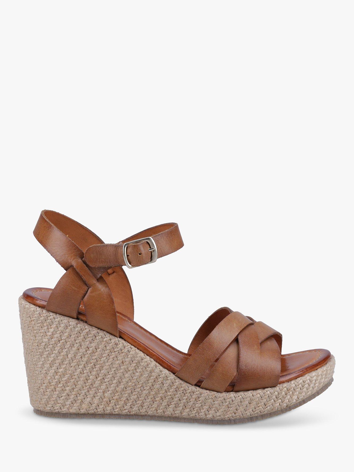 Hush Puppies Phoebe Leather Wedge Heel Sandals, Tan, 8
