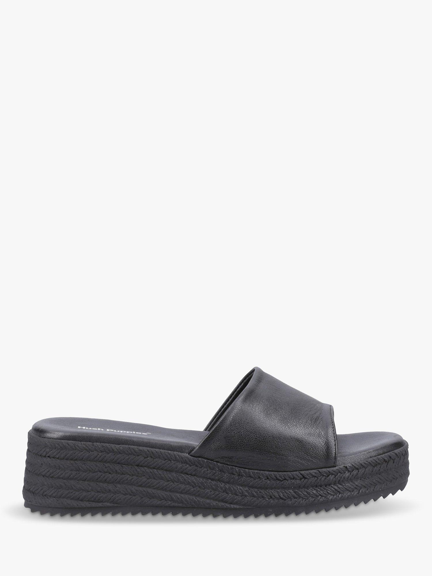 Hush Puppies Robin Leather Espadrille Sliders, Black