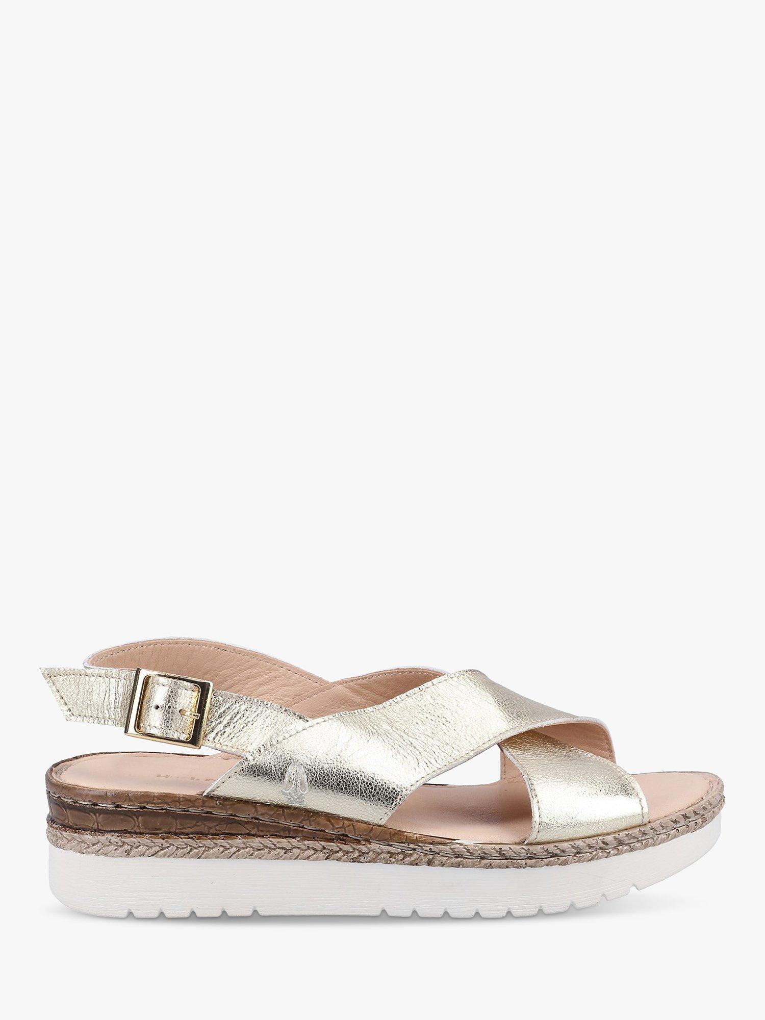 Hush Puppies Saphira Cross Strap Flatform Leather Sandals, Gold
