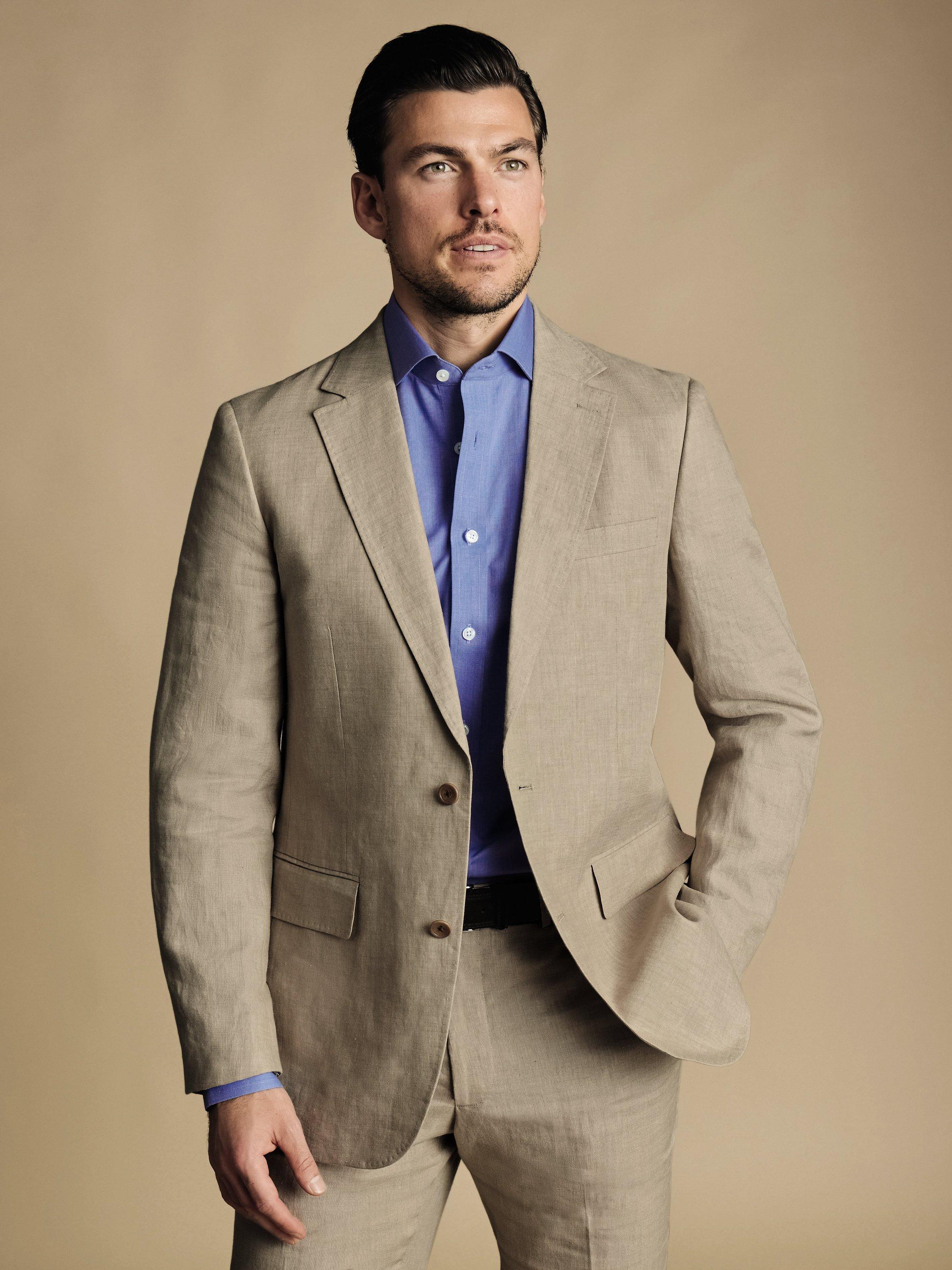 Charles Tyrwhitt Linen Slim Fit Jacket Taupe